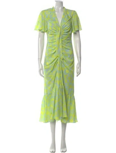 Pre-owned Cinq À Sept Floral Print Midi Length Dress In Blue