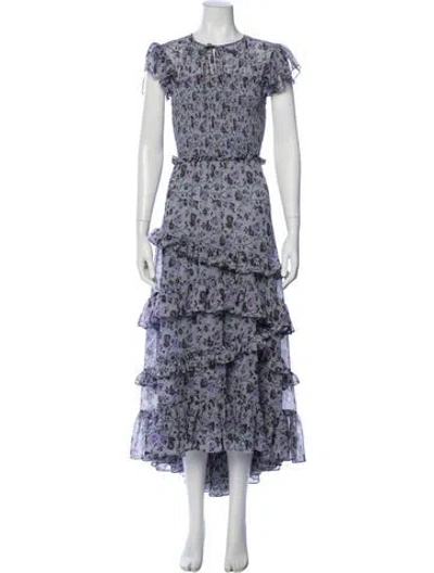 Pre-owned Cinq À Sept Floral Print Midi Length Dress In Multi