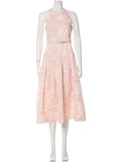 Pre-owned Cinq À Sept Floral Print Midi Length Dress In Pink