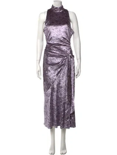 Pre-owned Cinq À Sept Floral Print Midi Length Dress In Purple