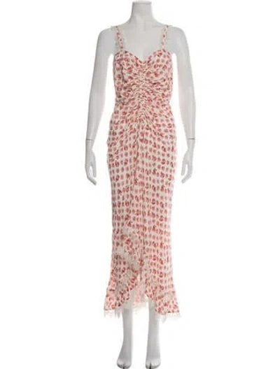 Pre-owned Cinq À Sept Floral Print Midi Length Dress W/ Tags In Pink