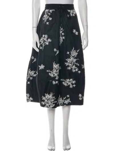 Pre-owned Cinq À Sept Floral Print Midi Length Skirt In Black