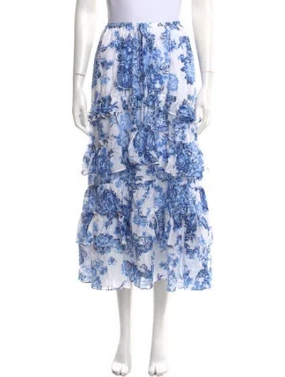 Pre-owned Cinq À Sept Floral Print Midi Length Skirt W/ Tags In Multi