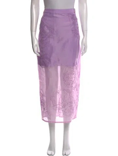 Pre-owned Cinq À Sept Floral Print Midi Length Skirt W/ Tags In Purple