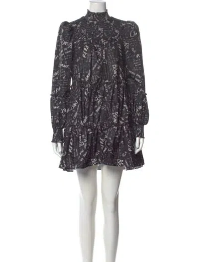 Pre-owned Cinq À Sept Floral Print Mini Dress In Black