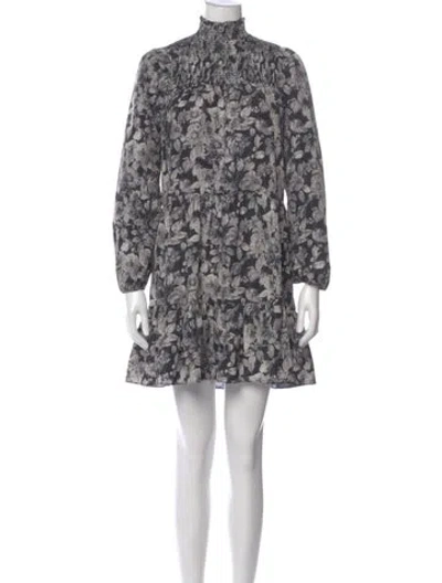 Pre-owned Cinq À Sept Floral Print Mini Dress In Black