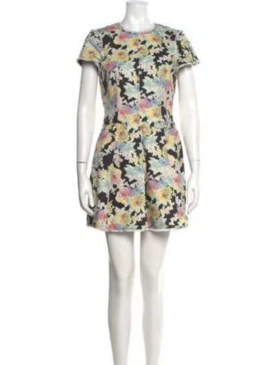 Pre-owned Cinq À Sept Floral Print Mini Dress In Black