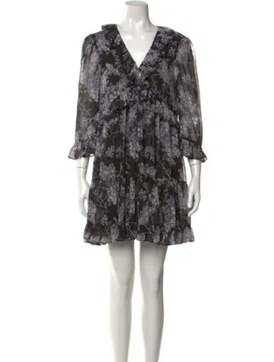 Pre-owned Cinq À Sept Floral Print Mini Dress In Black