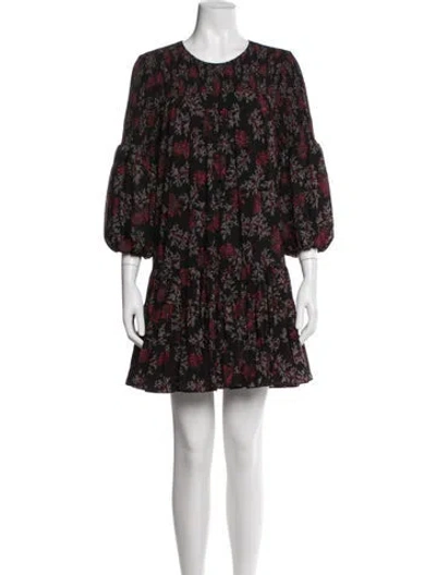 Pre-owned Cinq À Sept Floral Print Mini Dress In Black