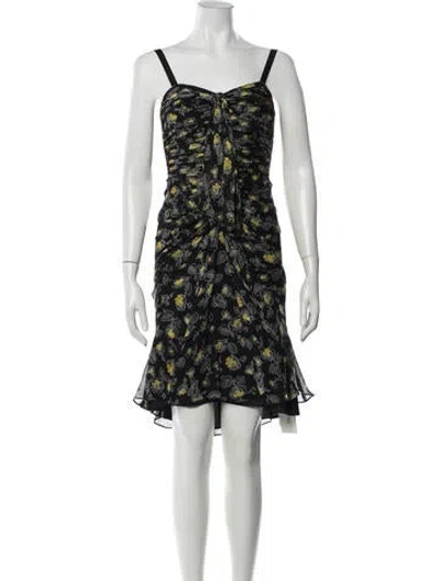 Pre-owned Cinq À Sept Floral Print Mini Dress In Black
