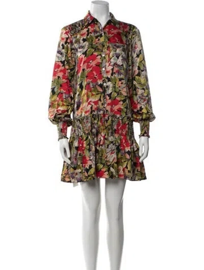 Pre-owned Cinq À Sept Floral Print Mini Dress In Black