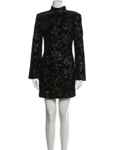 Pre-owned Cinq À Sept Floral Print Mini Dress In Black