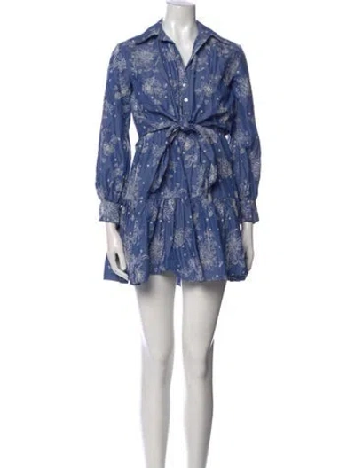 Pre-owned Cinq À Sept Floral Print Mini Dress In Blue