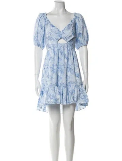Pre-owned Cinq À Sept Floral Print Mini Dress In Blue