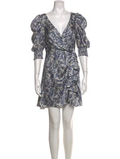 Pre-owned Cinq À Sept Floral Print Mini Dress In Blue
