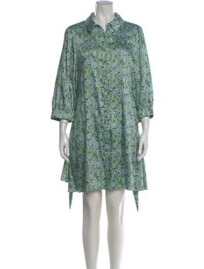 Pre-owned Cinq À Sept Floral Print Mini Dress In Blue