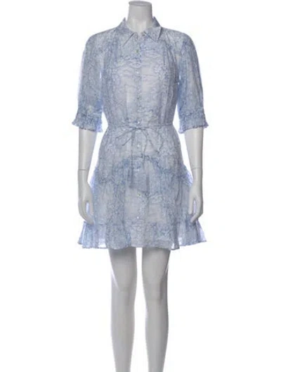 Pre-owned Cinq À Sept Floral Print Mini Dress In Blue