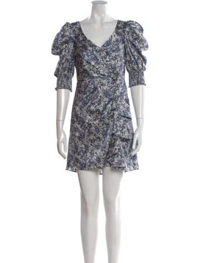 Pre-owned Cinq À Sept Floral Print Mini Dress In Blue