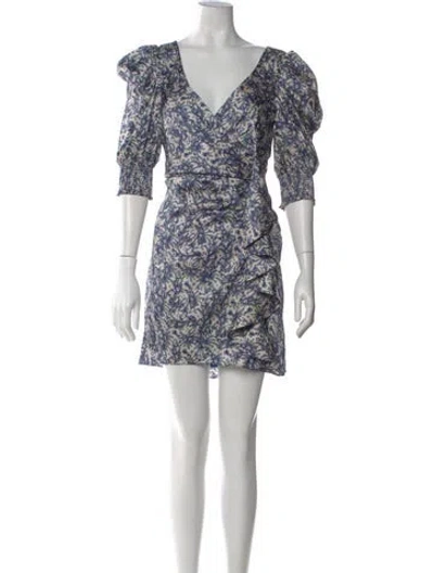 Pre-owned Cinq À Sept Floral Print Mini Dress In Blue