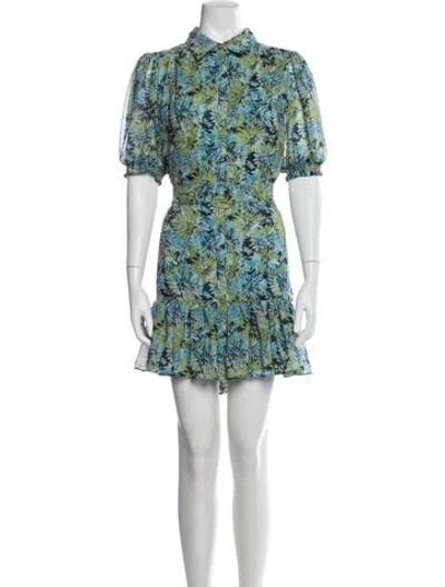 Pre-owned Cinq À Sept Floral Print Mini Dress In Blue