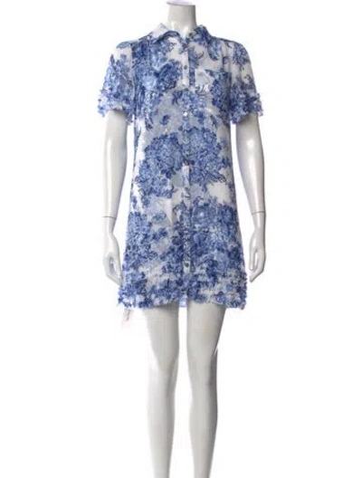 Pre-owned Cinq À Sept Floral Print Mini Dress In Blue