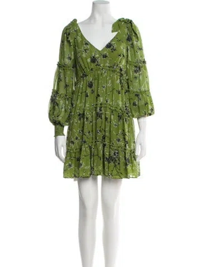 Pre-owned Cinq À Sept Floral Print Mini Dress In Green