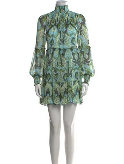 Pre-owned Cinq À Sept Floral Print Mini Dress In Green