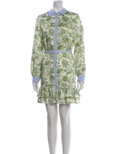 Pre-owned Cinq À Sept Floral Print Mini Dress In Green
