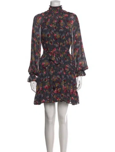 Pre-owned Cinq À Sept Floral Print Mini Dress In Multi
