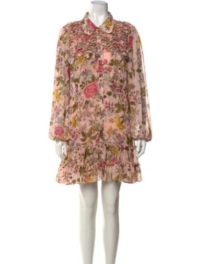 Pre-owned Cinq À Sept Floral Print Mini Dress In Multi