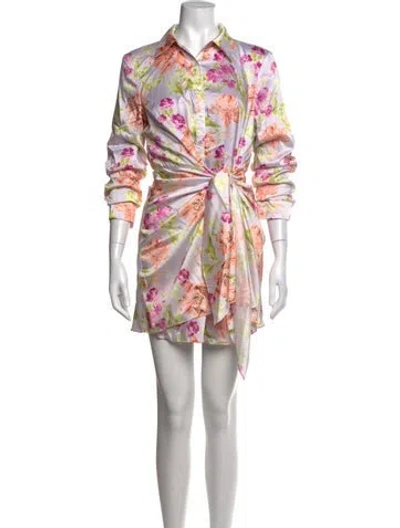 Pre-owned Cinq À Sept Floral Print Mini Dress In Multicolor