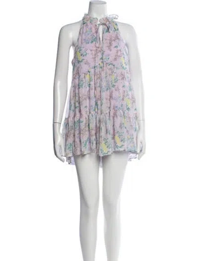 Pre-owned Cinq À Sept Floral Print Mini Dress In Neutral