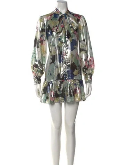 Pre-owned Cinq À Sept Floral Print Mini Dress In Neutrals