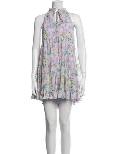 Pre-owned Cinq À Sept Floral Print Mini Dress In Neutrals