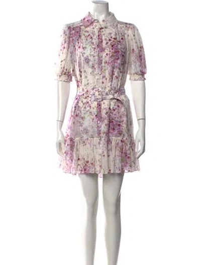 Pre-owned Cinq À Sept Floral Print Mini Dress In Neutrals