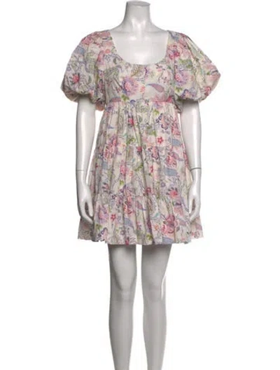 Pre-owned Cinq À Sept Floral Print Mini Dress In Neutrals