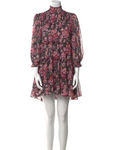 Pre-owned Cinq À Sept Floral Print Mini Dress In Pink