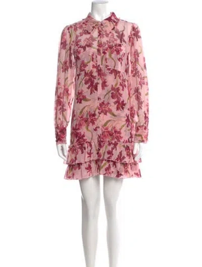 Pre-owned Cinq À Sept Floral Print Mini Dress In Pink