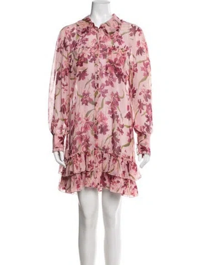 Pre-owned Cinq À Sept Floral Print Mini Dress In Pink
