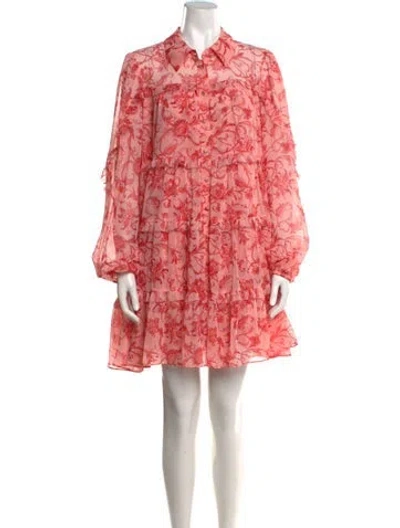 Pre-owned Cinq À Sept Floral Print Mini Dress In Pink