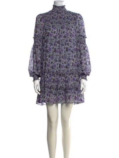 Pre-owned Cinq À Sept Floral Print Mini Dress In Purple