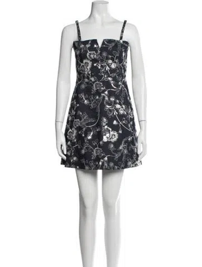 Pre-owned Cinq À Sept Floral Print Mini Dress W/ Tags In Black