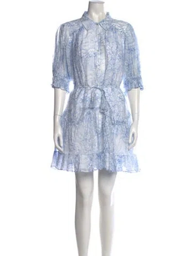 Pre-owned Cinq À Sept Floral Print Mini Dress W/ Tags In Blue