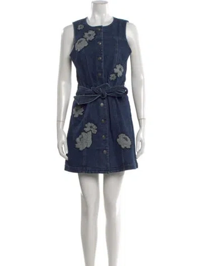 Pre-owned Cinq À Sept Floral Print Mini Dress W/ Tags In Blue