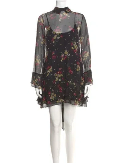 Pre-owned Cinq À Sept Floral Print Mini Dress W/ Tags In Multi