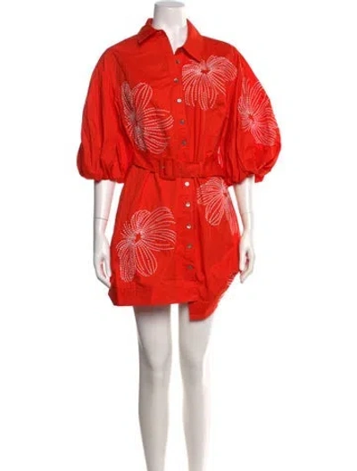 Pre-owned Cinq À Sept Floral Print Mini Dress W/ Tags In Orange