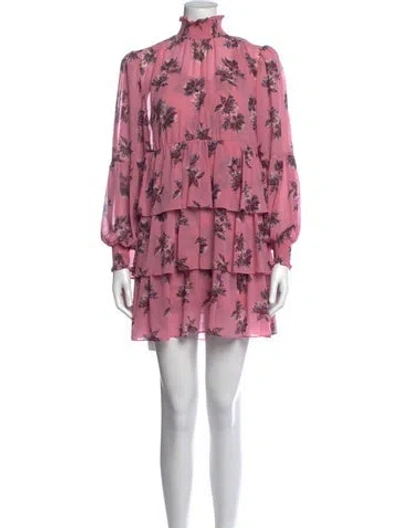 Pre-owned Cinq À Sept Floral Print Mini Dress W/ Tags In Pink