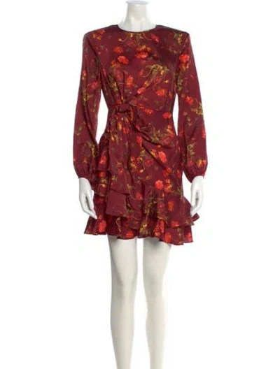 Pre-owned Cinq À Sept Floral Print Mini Dress W/ Tags In Red