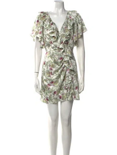 Pre-owned Cinq À Sept Floral Print Mini Dress In White