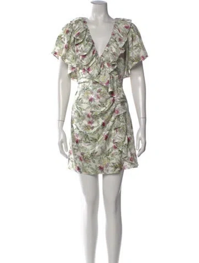 Pre-owned Cinq À Sept Floral Print Mini Dress In White